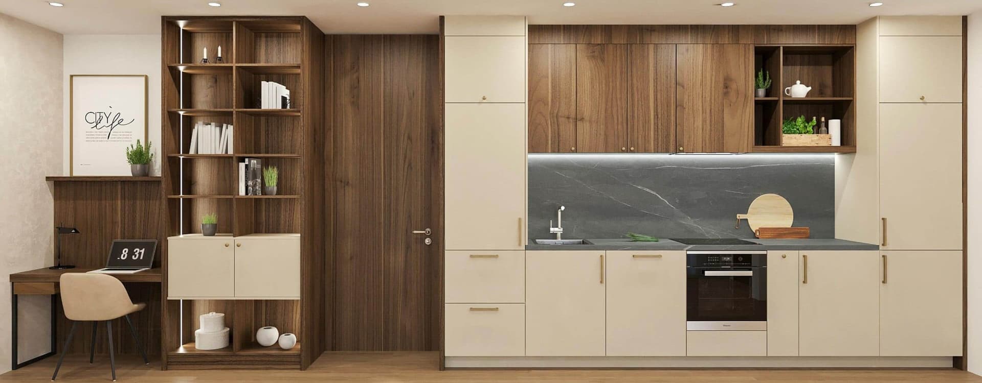 Walden Apartments Concept - Dark wooden accents