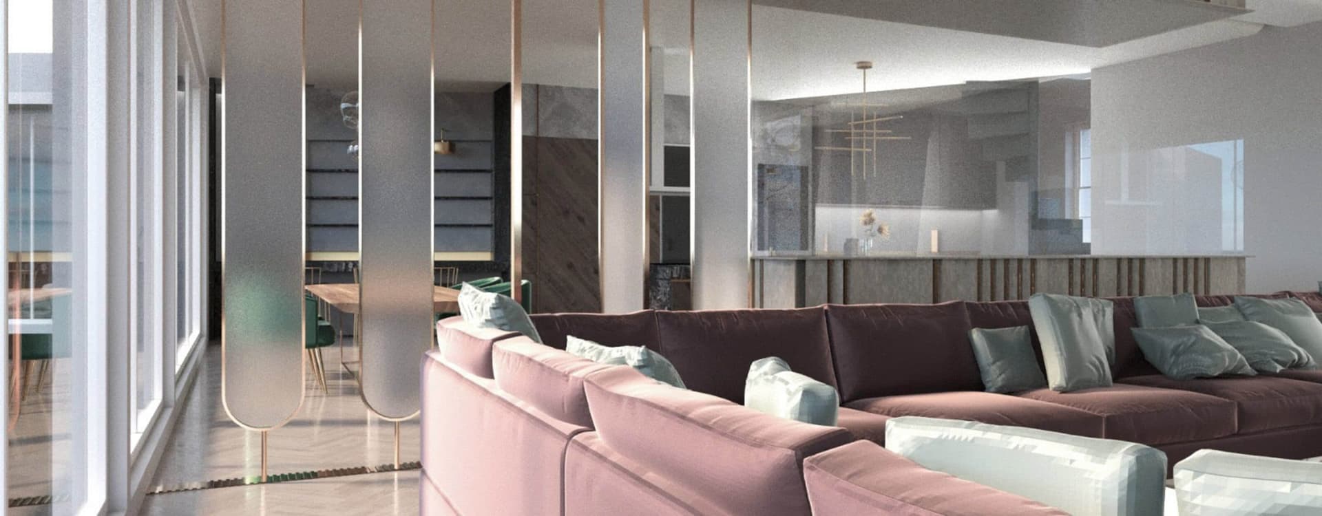 Laren House Concept - Living area with aquarium