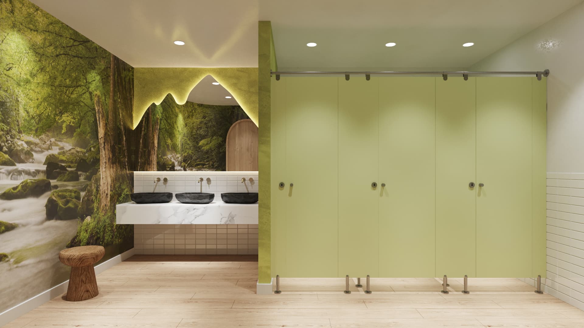 Men's bathroom forest theme