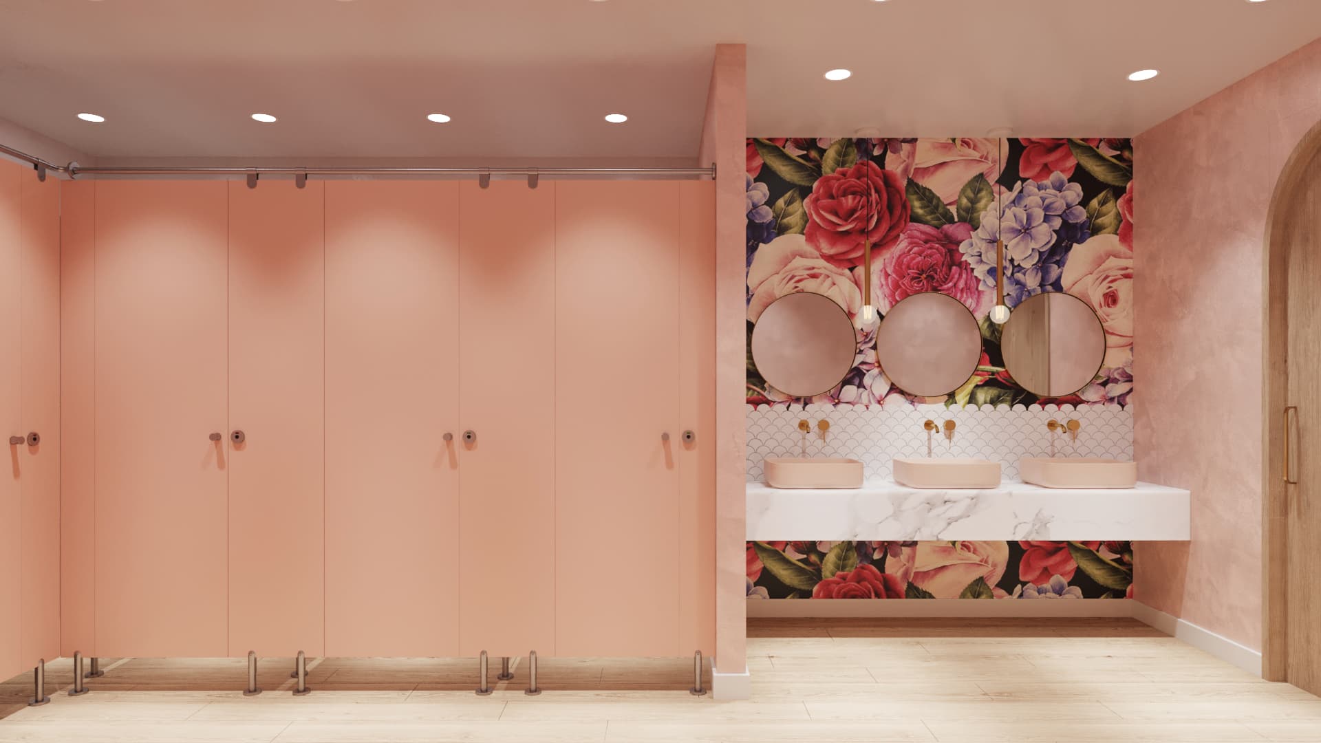 Women's bathroom floral design