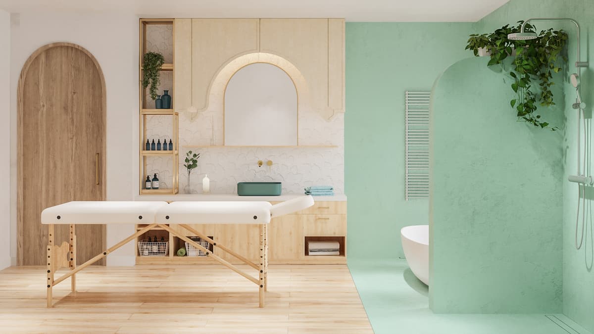 Green therapy room with living wall