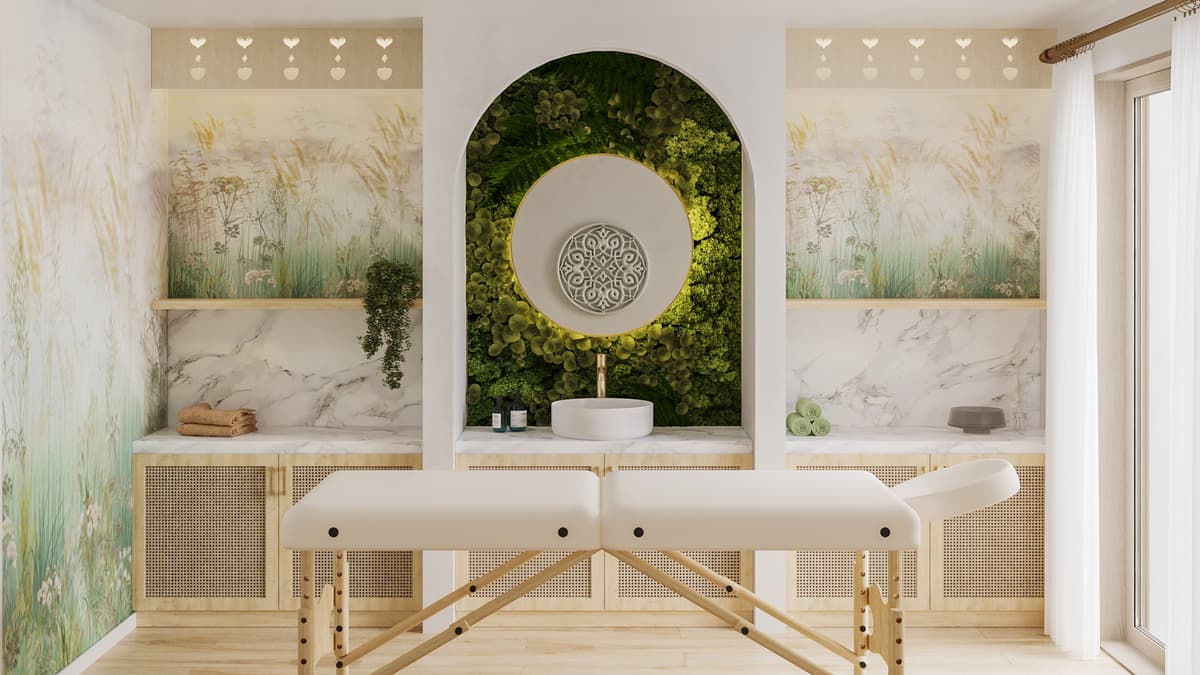 Therapy room botanical detailing