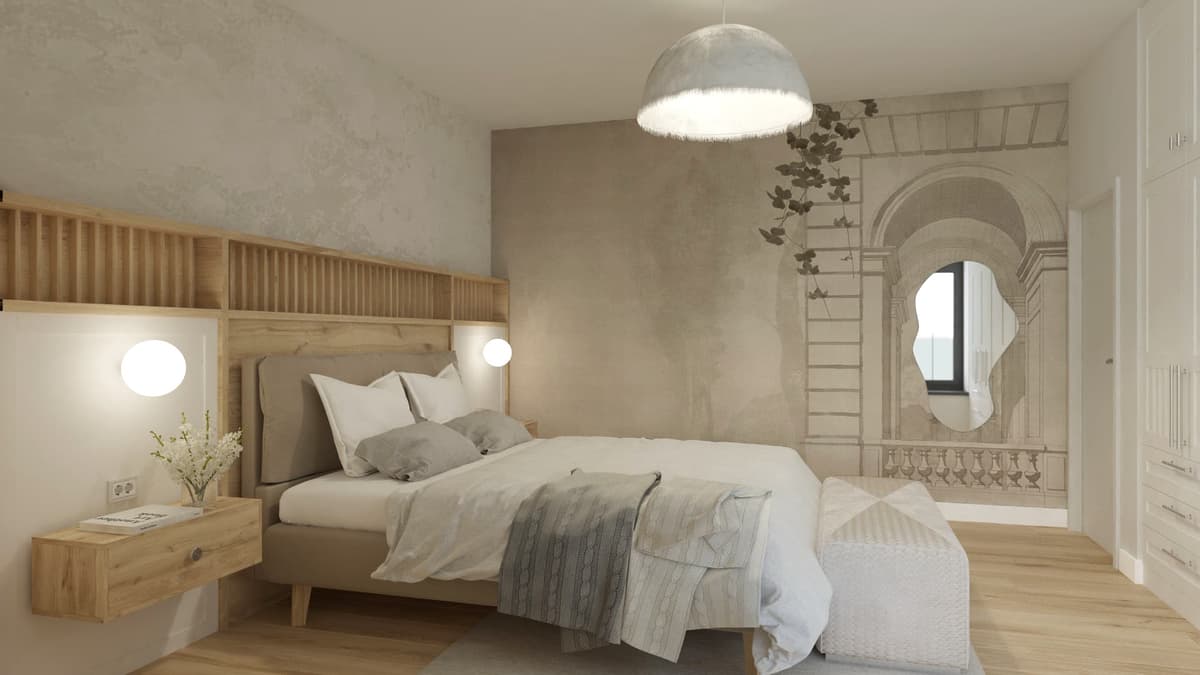 Master bedroom and bathroom view 1